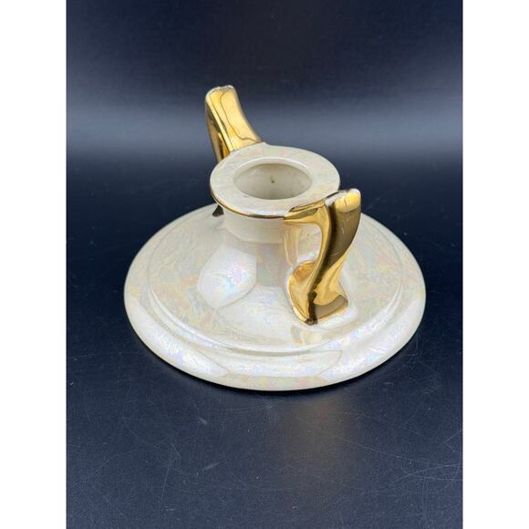 Vintage Pearl China Co Lusterware 22K Gold Candlestick Holder - Picture 3 of 6